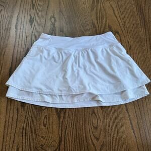 Athleta Womens White Layered Flounce Skort Skirt Attached Shorts Size Small